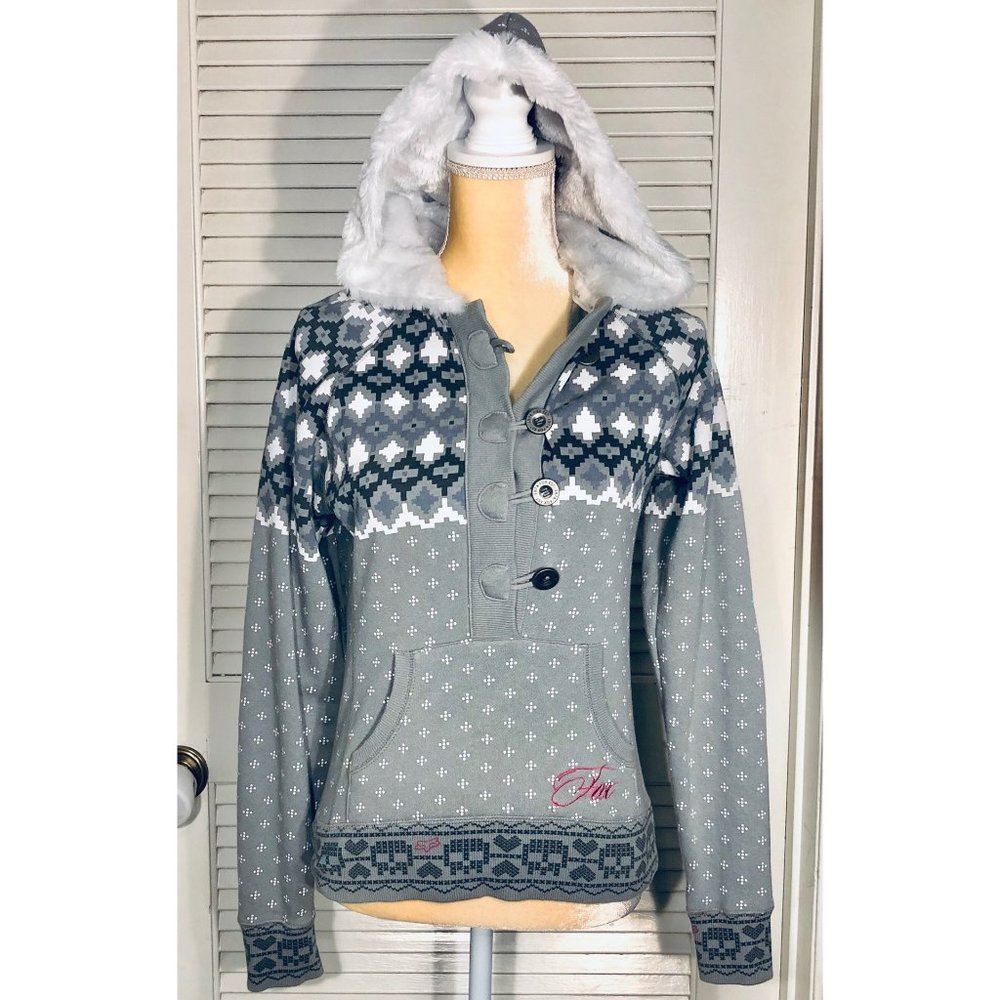 Fox Racing Girls Pullover Sweater w/ Fur Hood S